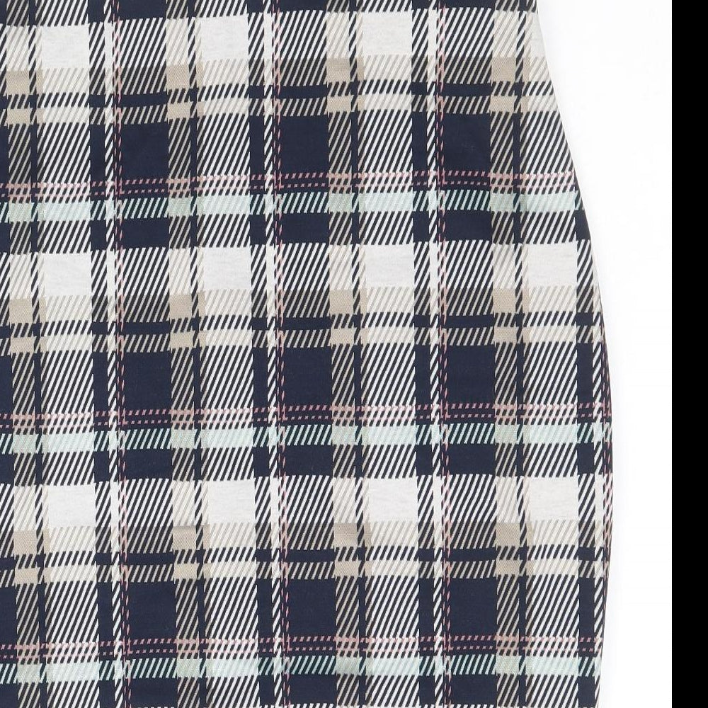 Marks and Spencer Womens Multicoloured Plaid Polyester Straight & Pencil Skirt Size 14