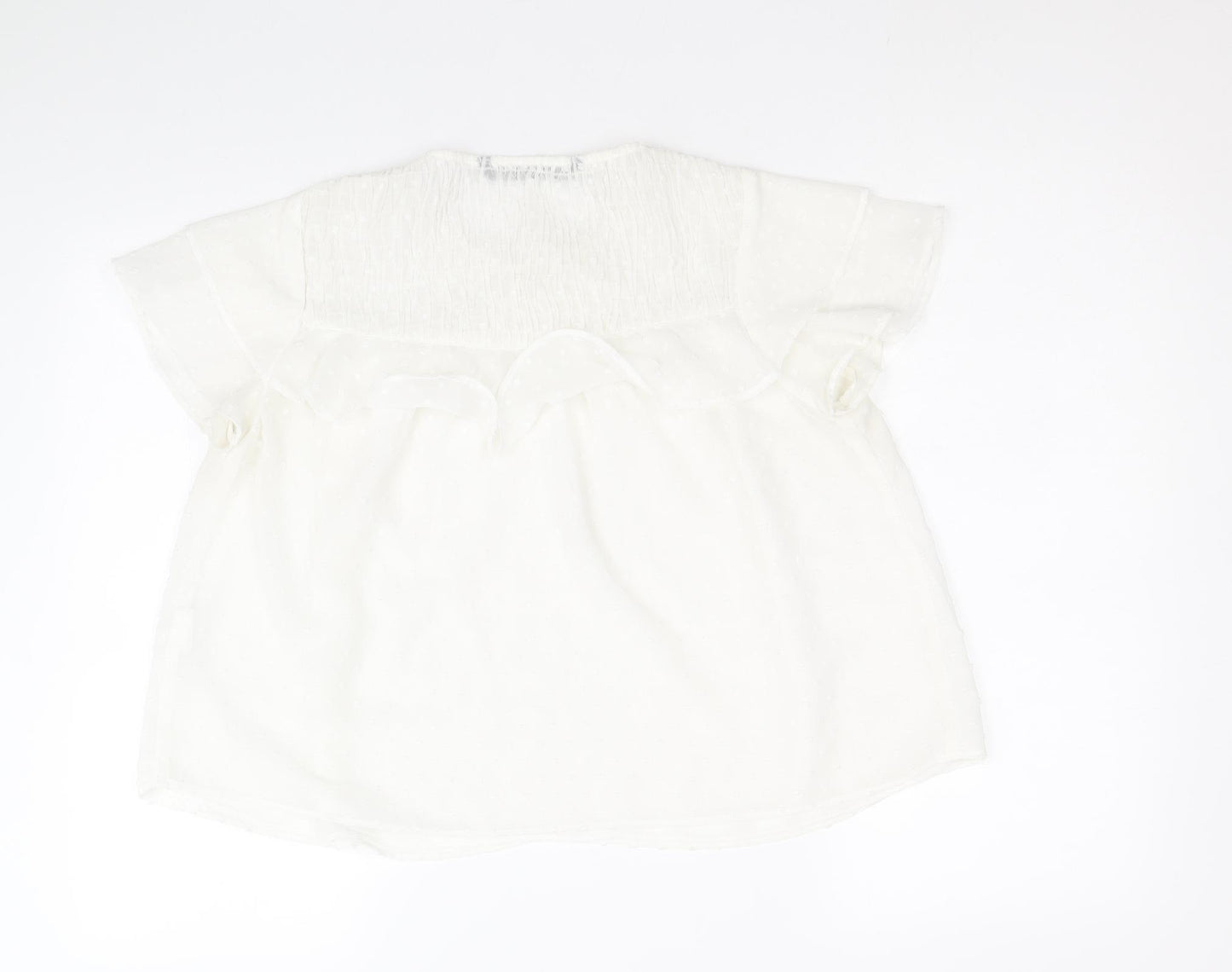 Zara Womens White Polyester Basic Blouse Size S Round Neck