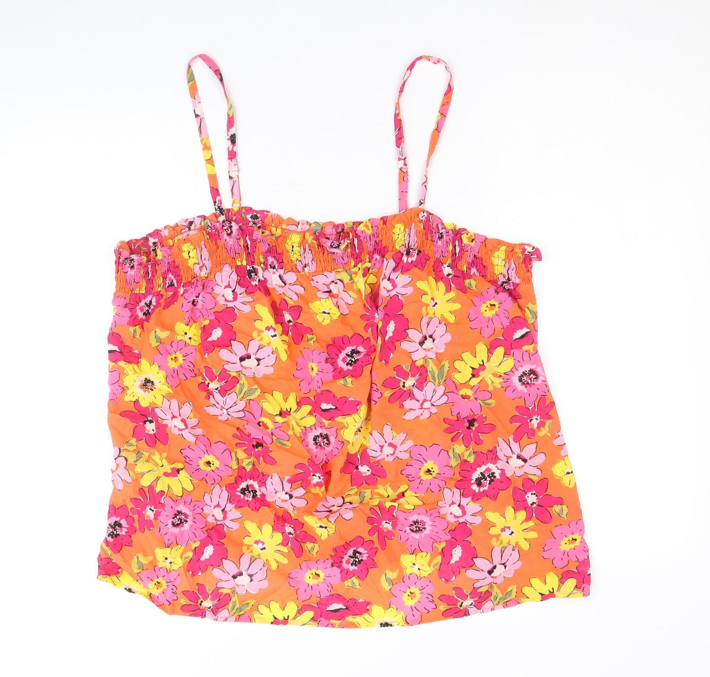 marks and Womens Multicoloured Floral 100% Cotton Basic Tank Size 22 Square Neck