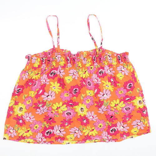 marks and Womens Multicoloured Floral 100% Cotton Basic Tank Size 22 Square Neck