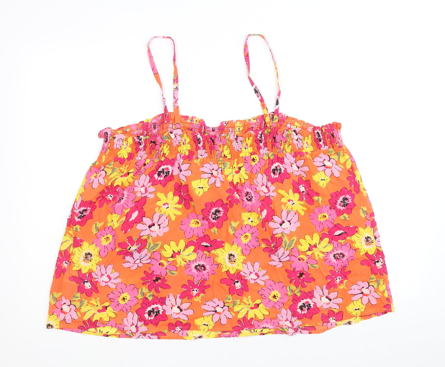marks and Womens Multicoloured Floral 100% Cotton Basic Tank Size 22 Square Neck
