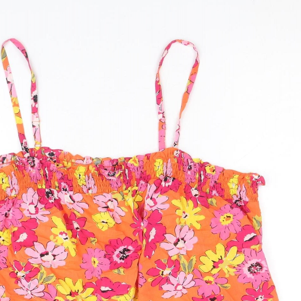 marks and Womens Multicoloured Floral 100% Cotton Basic Tank Size 22 Square Neck