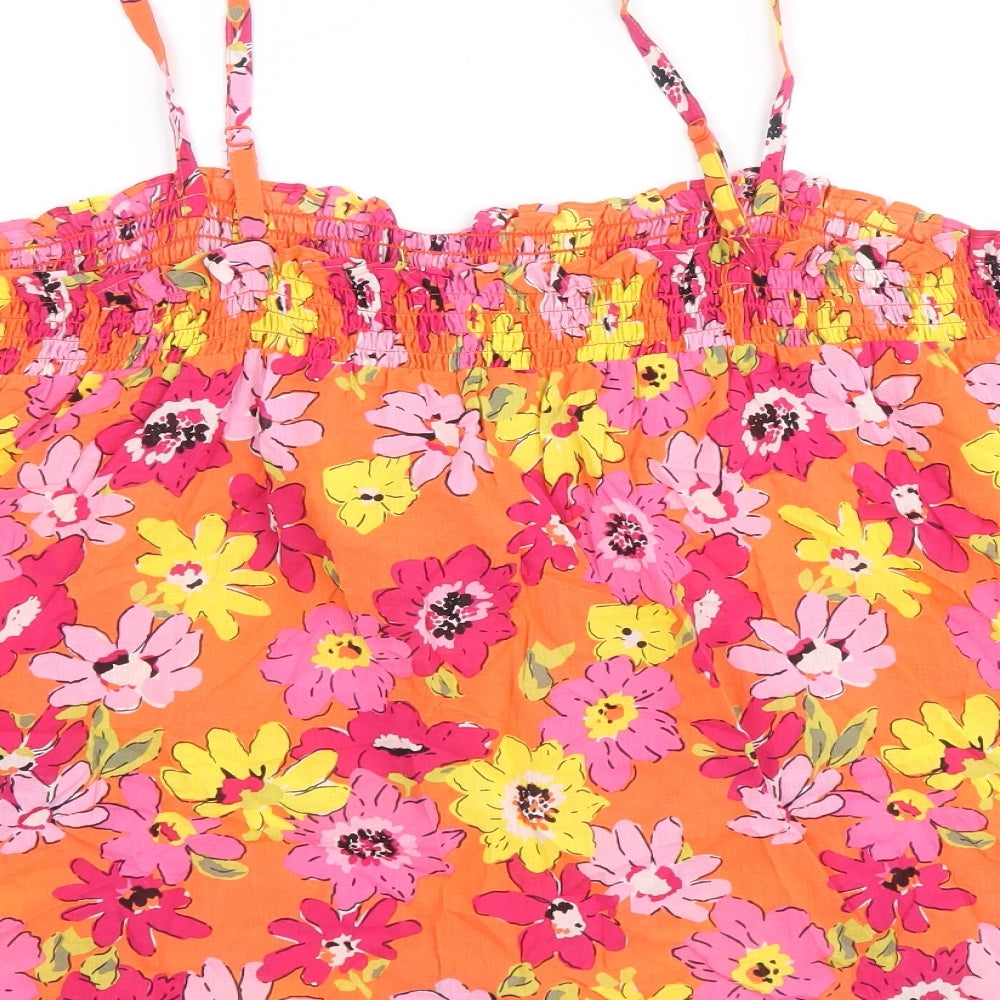 marks and Womens Multicoloured Floral 100% Cotton Basic Tank Size 22 Square Neck