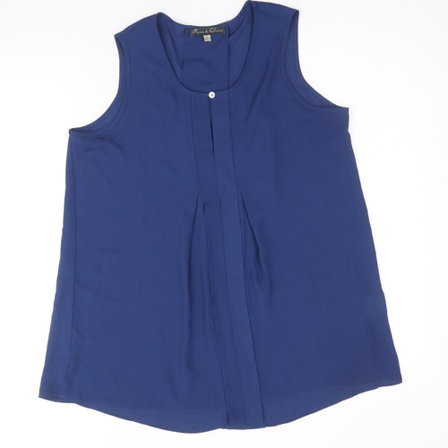 Rose & Olive Womens Blue Polyester Basic Tank Size S Scoop Neck