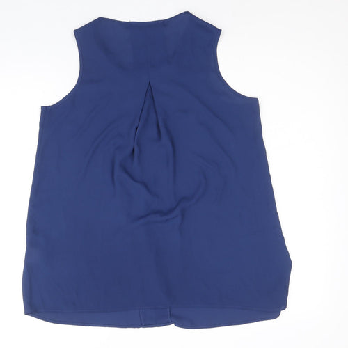Rose & Olive Womens Blue Polyester Basic Tank Size S Scoop Neck