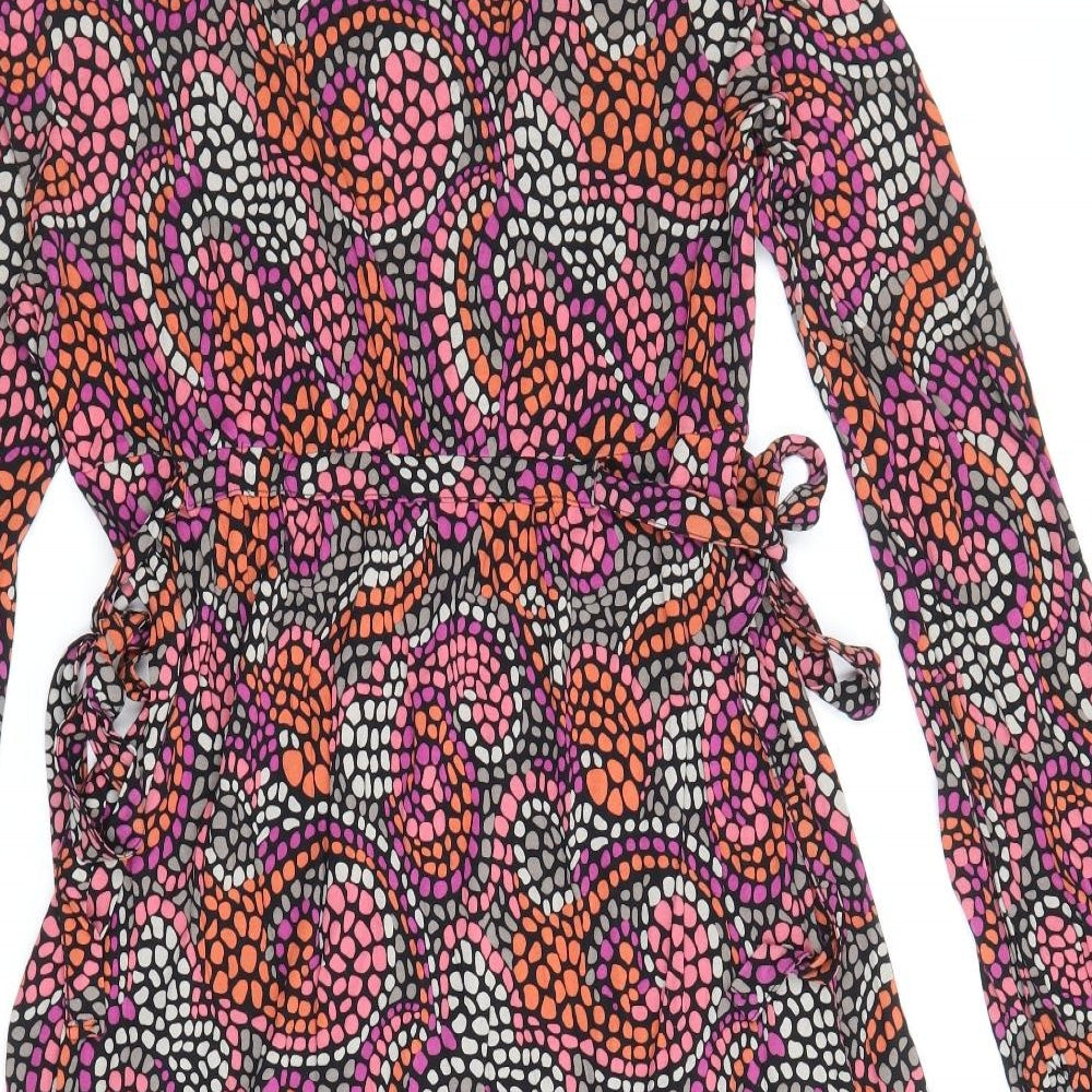 French Connection Womens Multicoloured Geometric Viscose A-Line Size 14 V-Neck Pullover