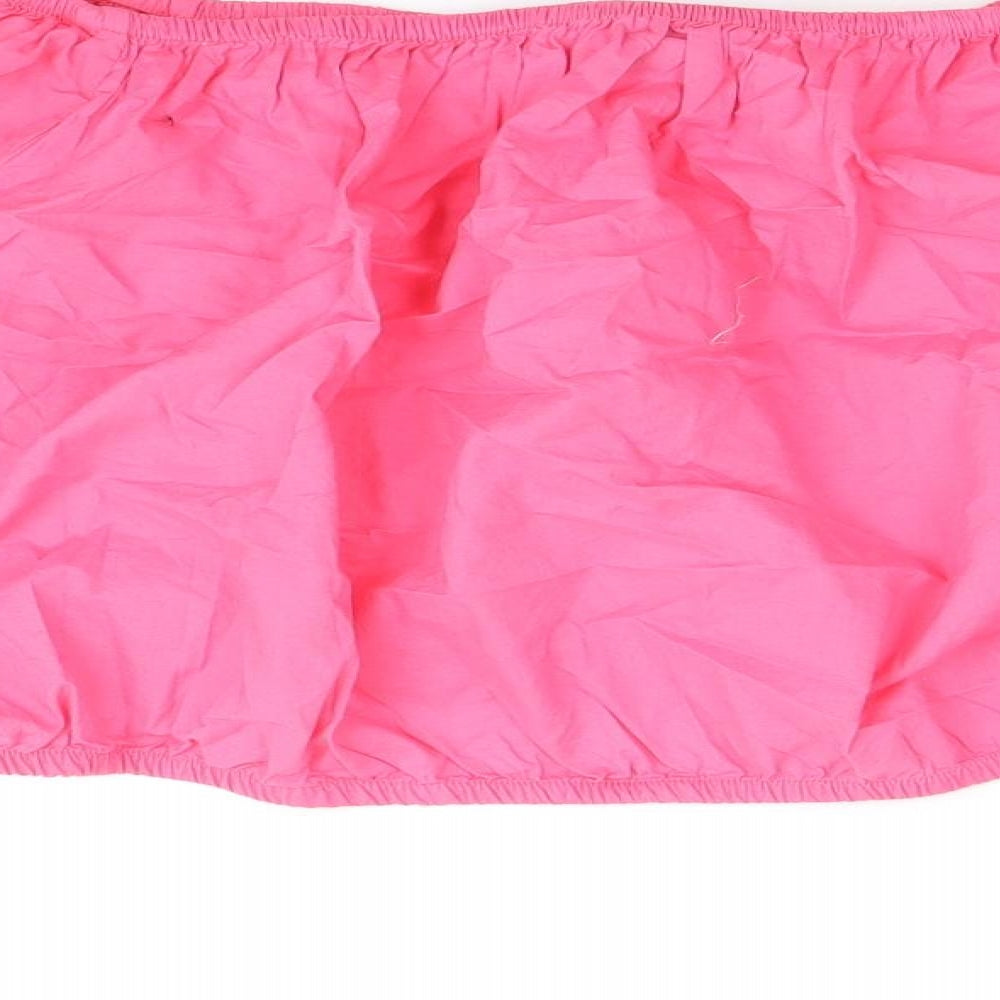 Marks and Spencer Womens Pink 100% Cotton Cropped Blouse Size 18 Boat Neck - Bardot
