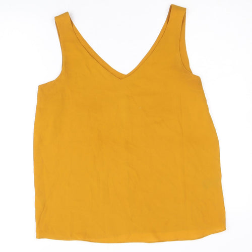 Papaya Womens Yellow Polyester Basic Tank Size 10 V-Neck