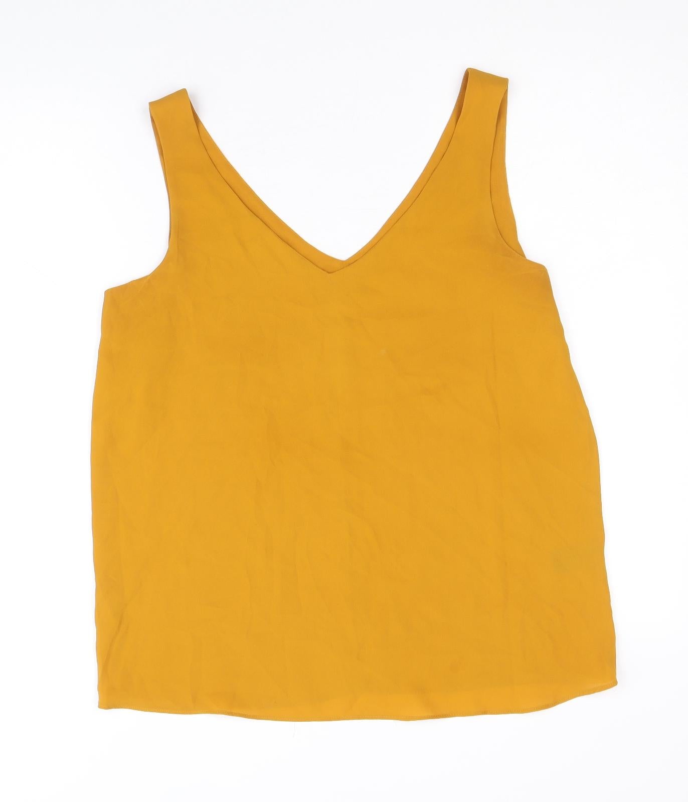 Papaya Womens Yellow Polyester Basic Tank Size 10 V-Neck