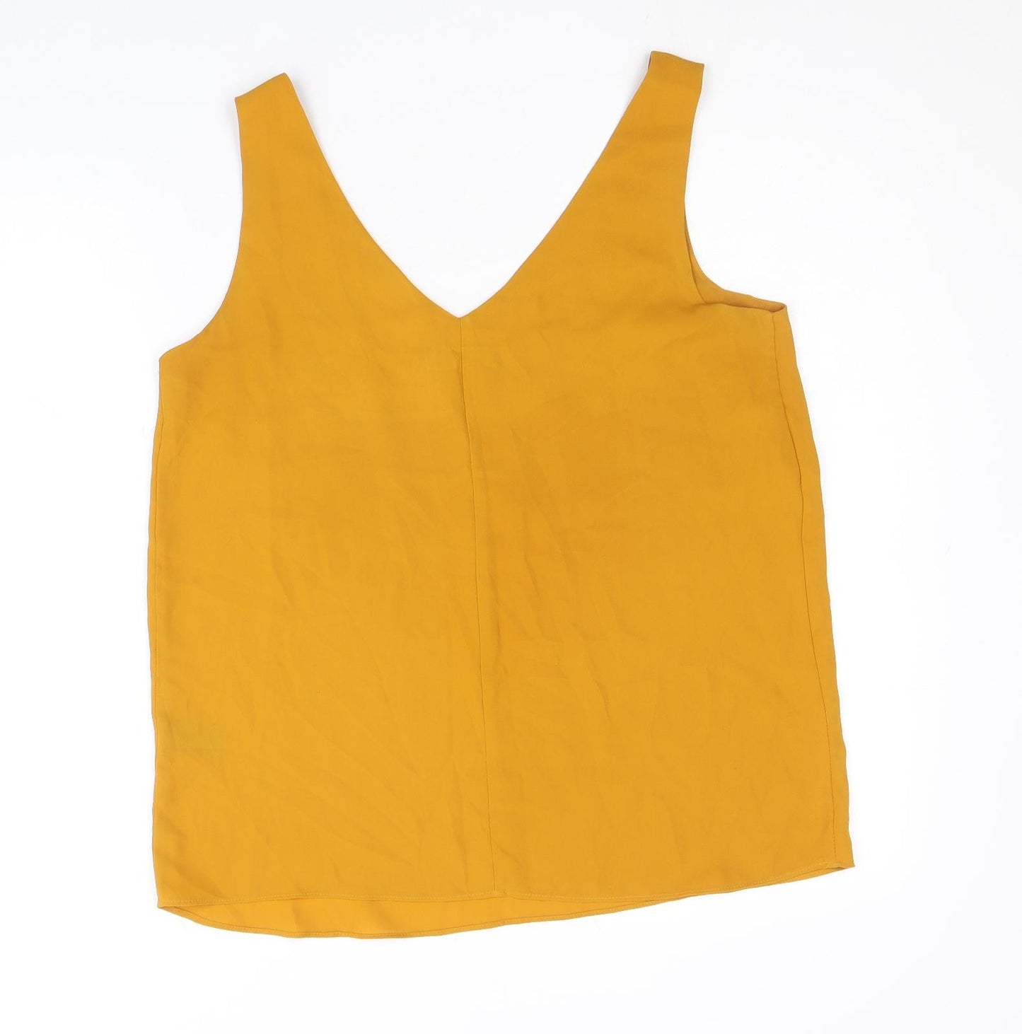 Papaya Womens Yellow Polyester Basic Tank Size 10 V-Neck