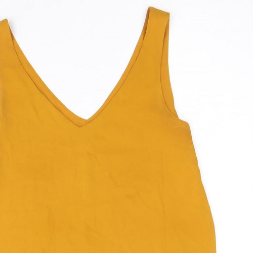 Papaya Womens Yellow Polyester Basic Tank Size 10 V-Neck