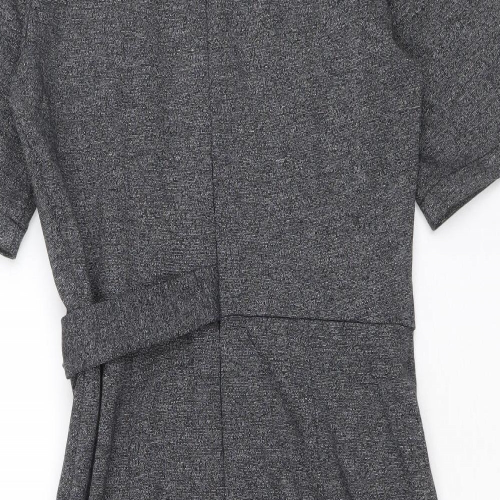 Topshop Womens Grey Polyester A-Line Size 12 Round Neck Zip