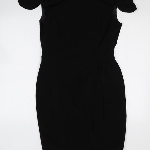 Marks and Spencer Womens Black Polyester Bodycon Size 12 Square Neck Zip