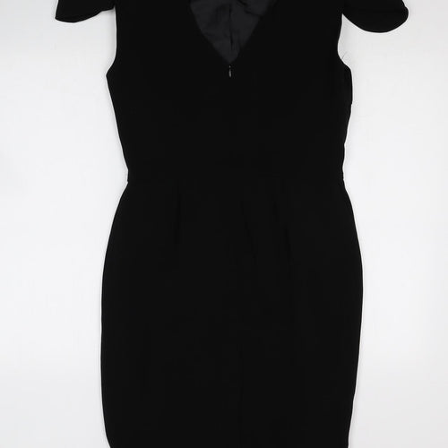Marks and Spencer Womens Black Polyester Bodycon Size 12 Square Neck Zip