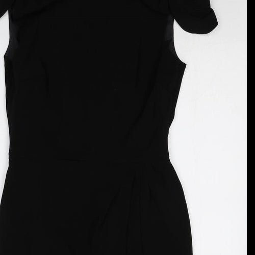 Marks and Spencer Womens Black Polyester Bodycon Size 12 Square Neck Zip
