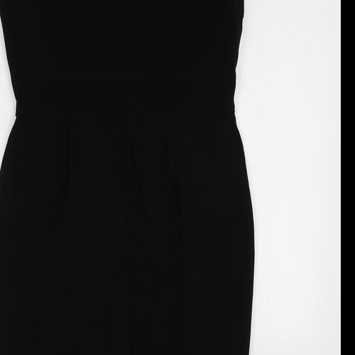 Marks and Spencer Womens Black Polyester Bodycon Size 12 Square Neck Zip