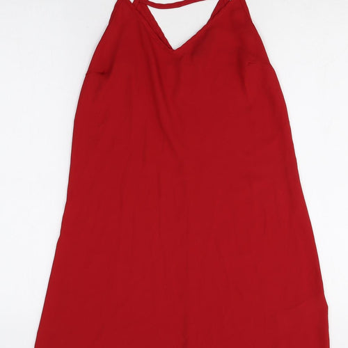 New Look Womens Red Polyester Slip Dress Size 6 V-Neck Pullover