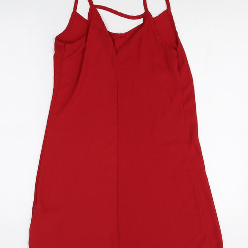 New Look Womens Red Polyester Slip Dress Size 6 V-Neck Pullover