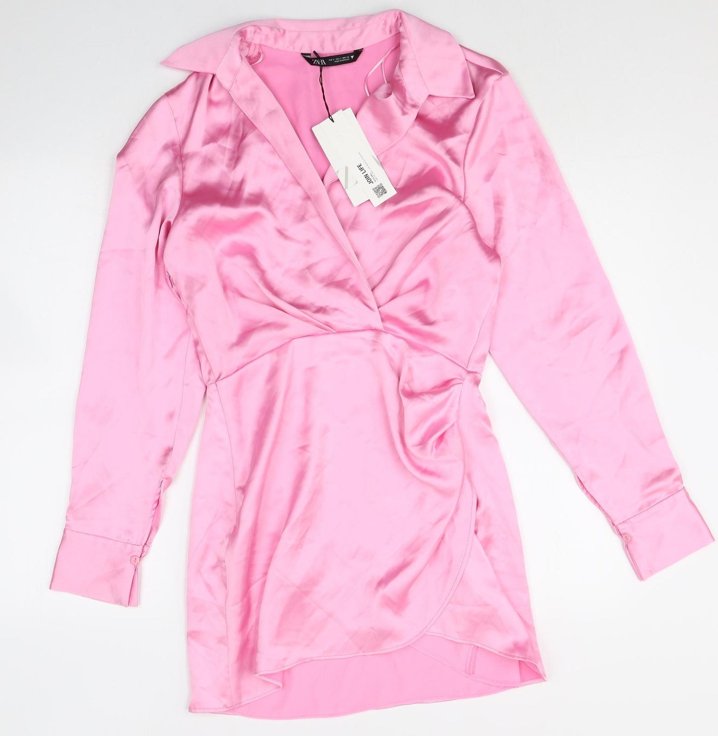 Zara Womens Pink Polyester Mini Size S Collared Zip