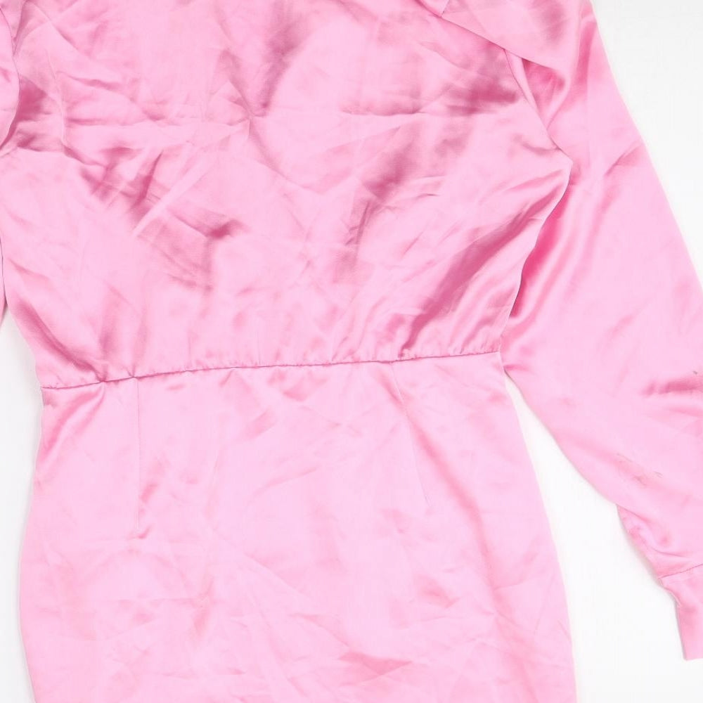 Zara Womens Pink Polyester Mini Size S Collared Zip