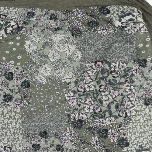 M&Co Womens Green Floral Viscose Basic Blouse Size 10 Boat Neck