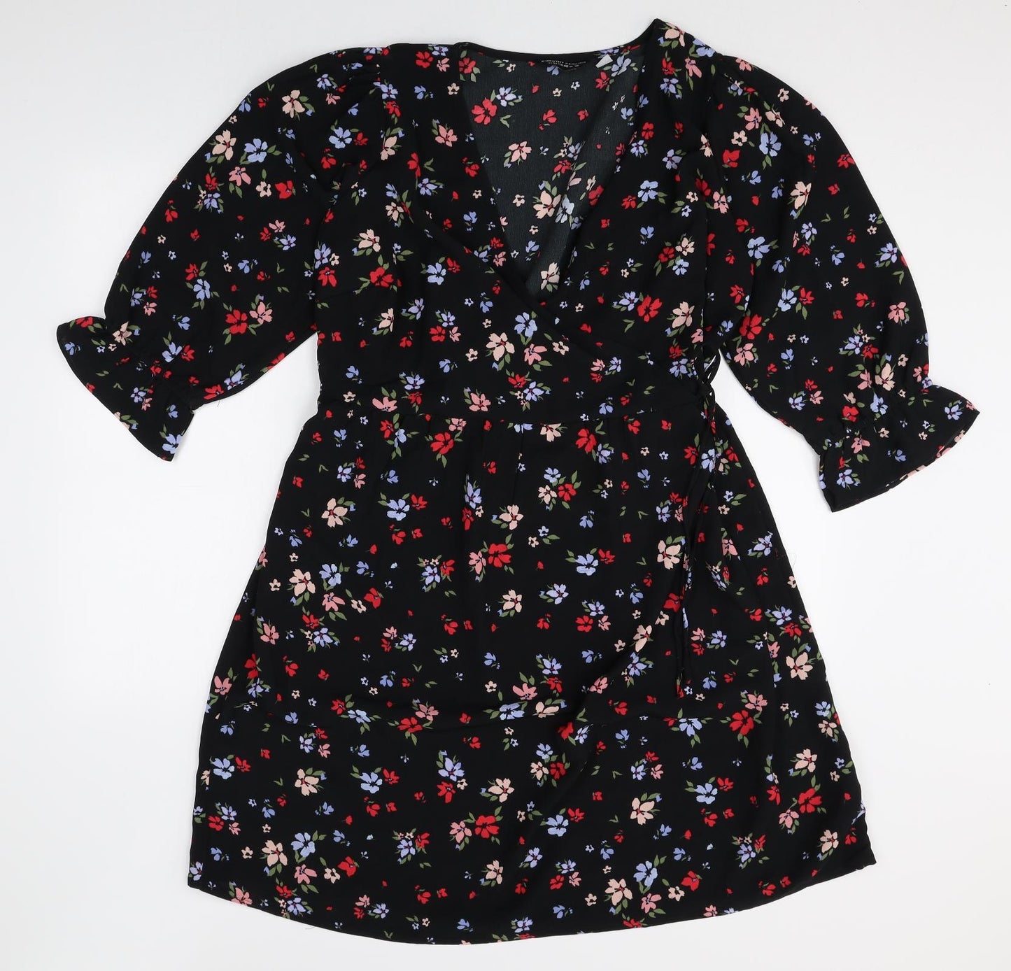 Dorothy Perkins Womens Multicoloured Floral Polyester A-Line Size 18 V-Neck Tie