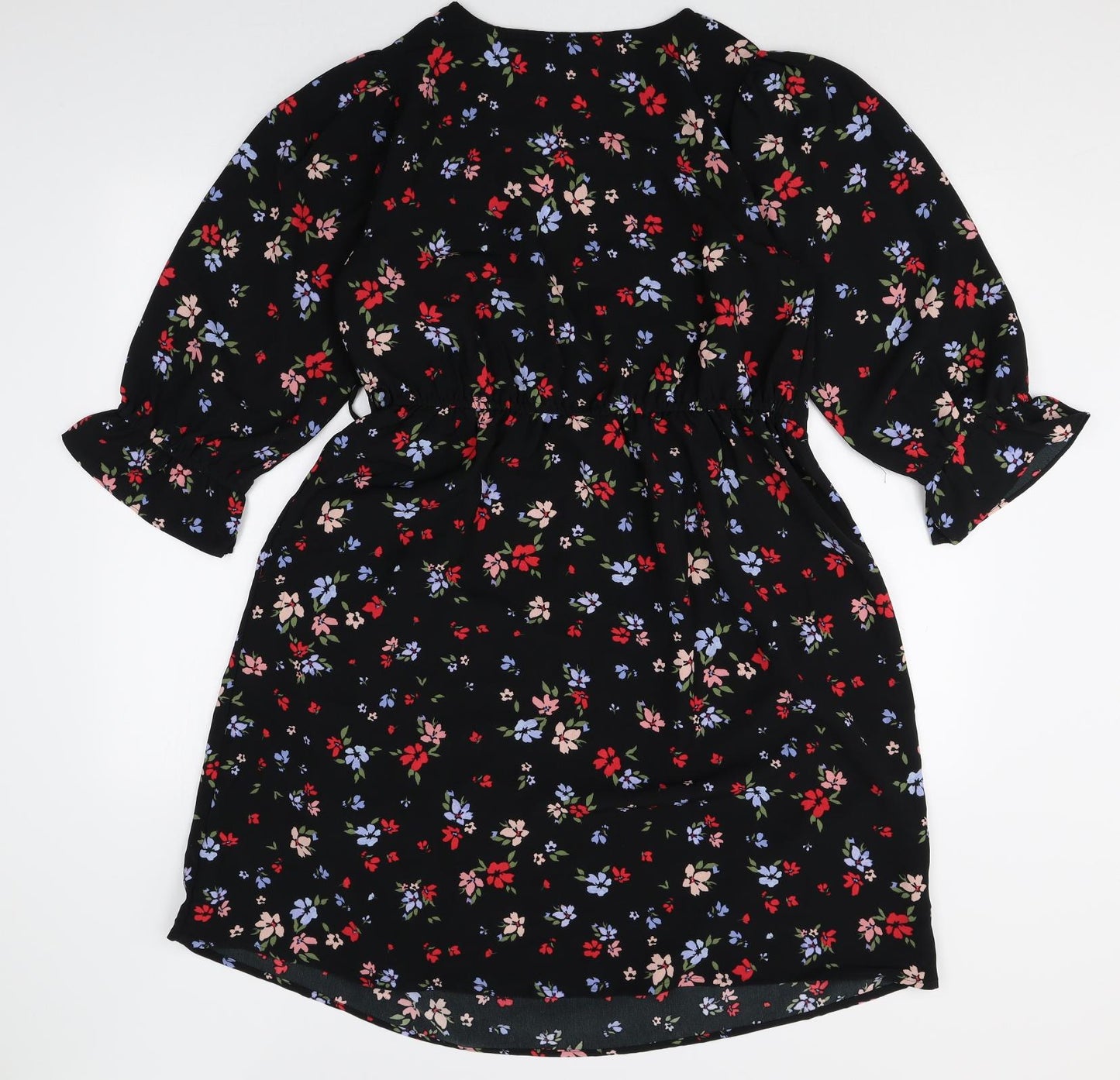 Dorothy Perkins Womens Multicoloured Floral Polyester A-Line Size 18 V-Neck Tie