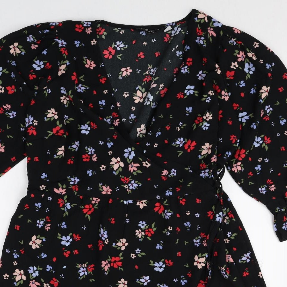 Dorothy Perkins Womens Multicoloured Floral Polyester A-Line Size 18 V-Neck Tie
