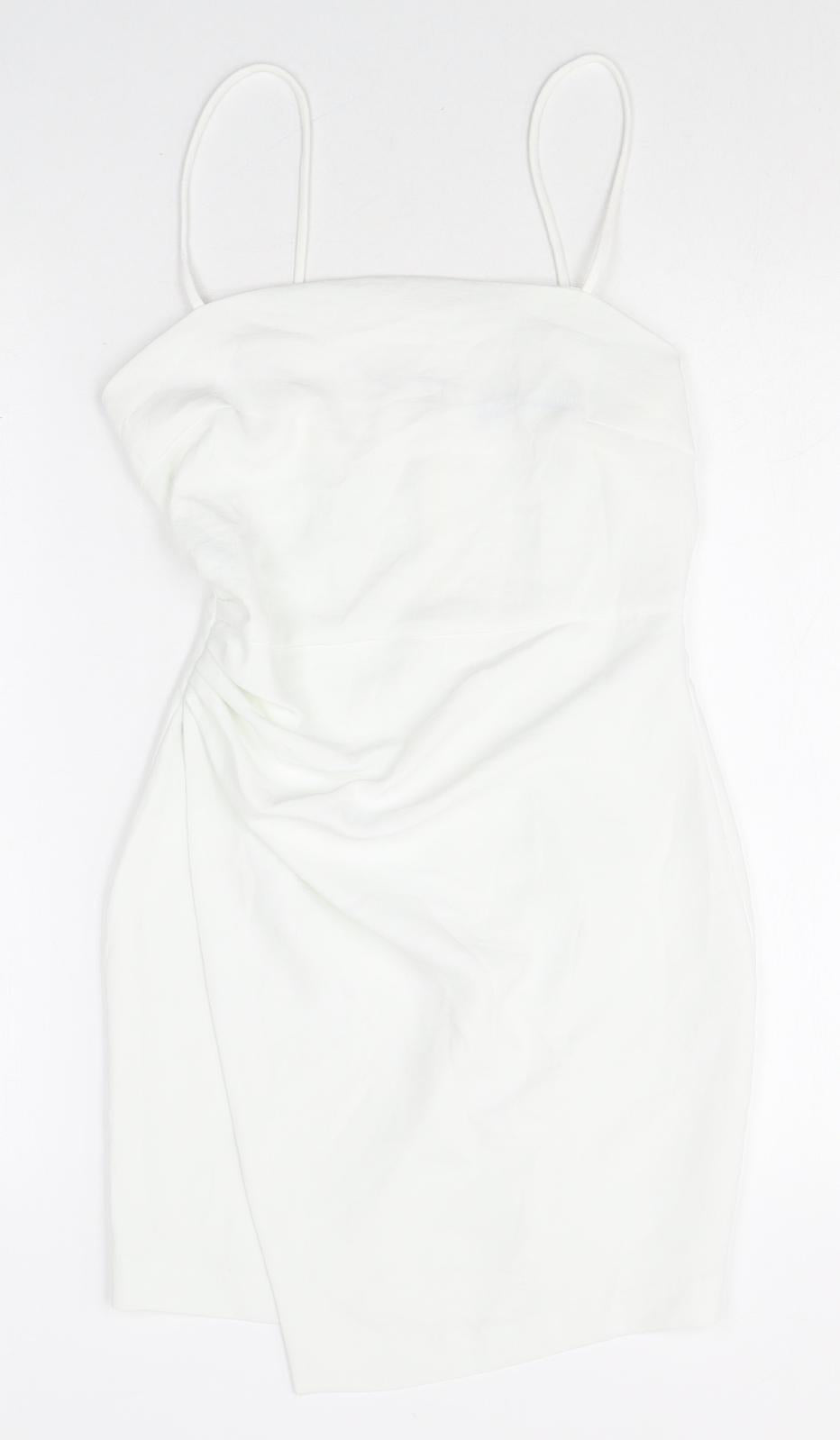 Zara Womens White Polyester Mini Size XS Square Neck Zip