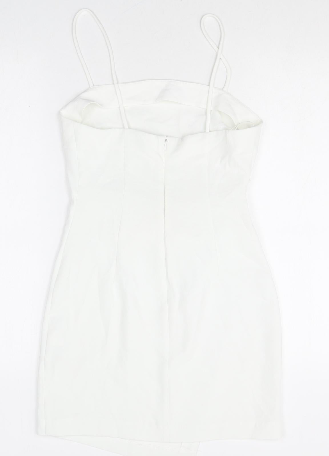 Zara Womens White Polyester Mini Size XS Square Neck Zip