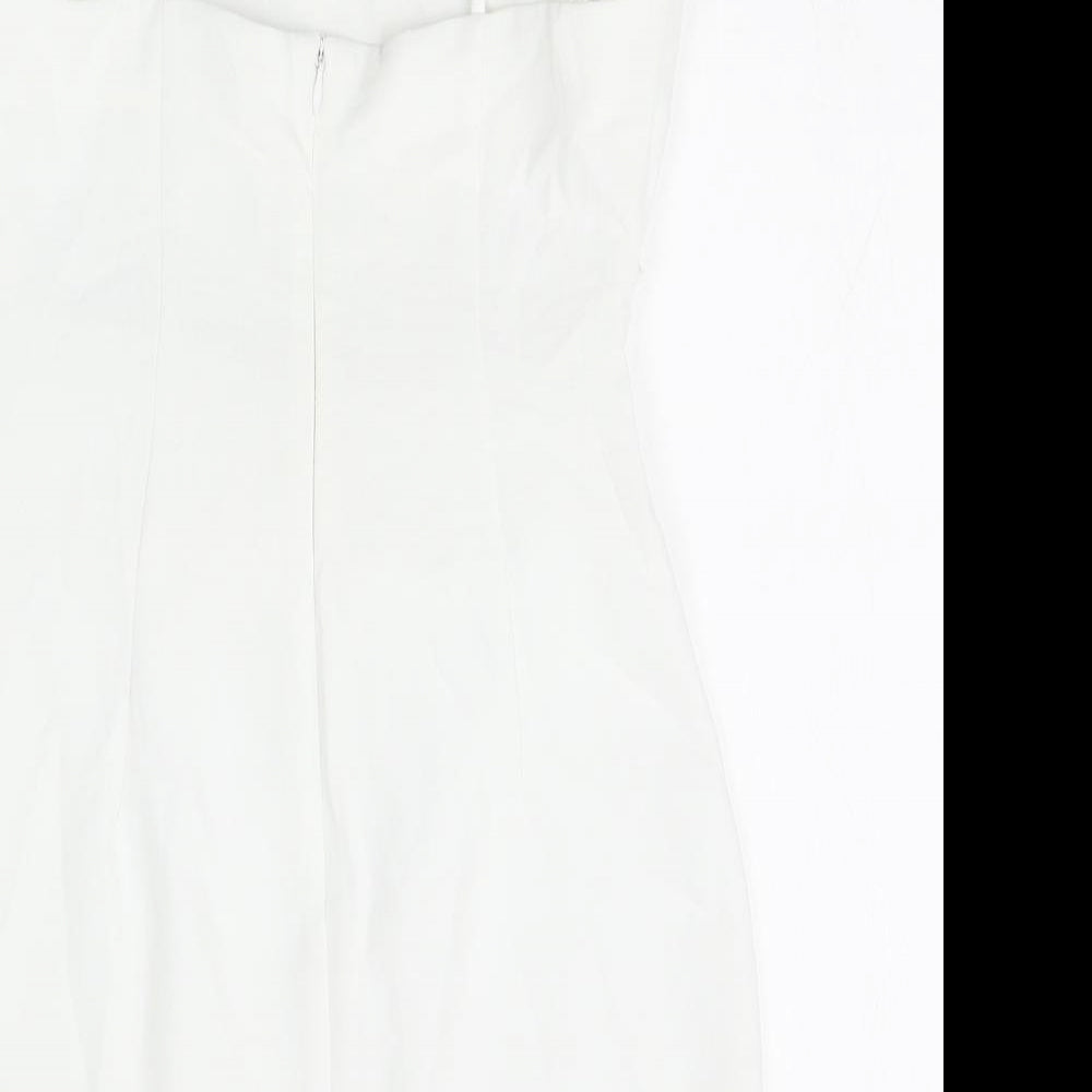 Zara Womens White Polyester Mini Size XS Square Neck Zip