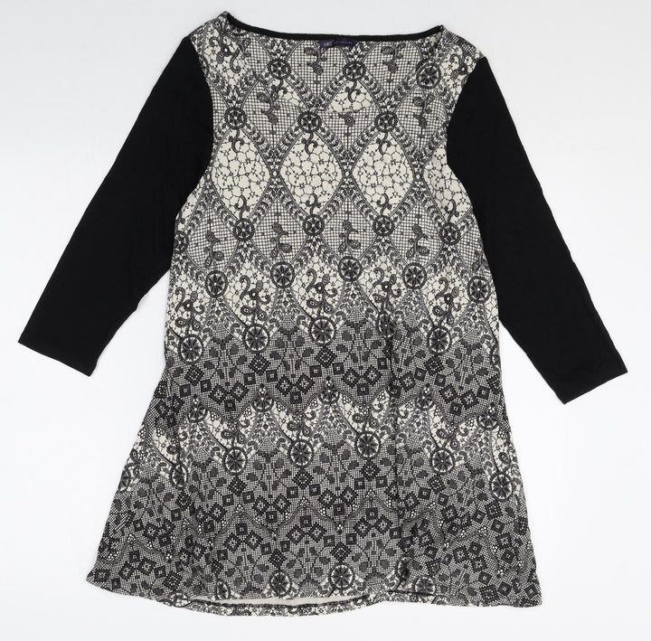 Marks and Spencer Womens Multicoloured Geometric Viscose Shift Size 16 Boat Neck Pullover