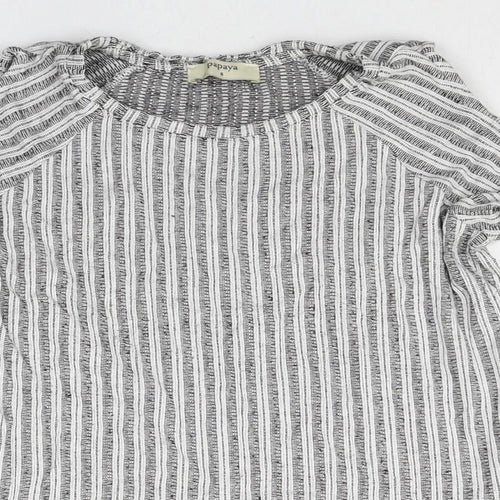 Papaya Womens Grey Viscose Basic Blouse Size 8 Round Neck - Cold Shoulder