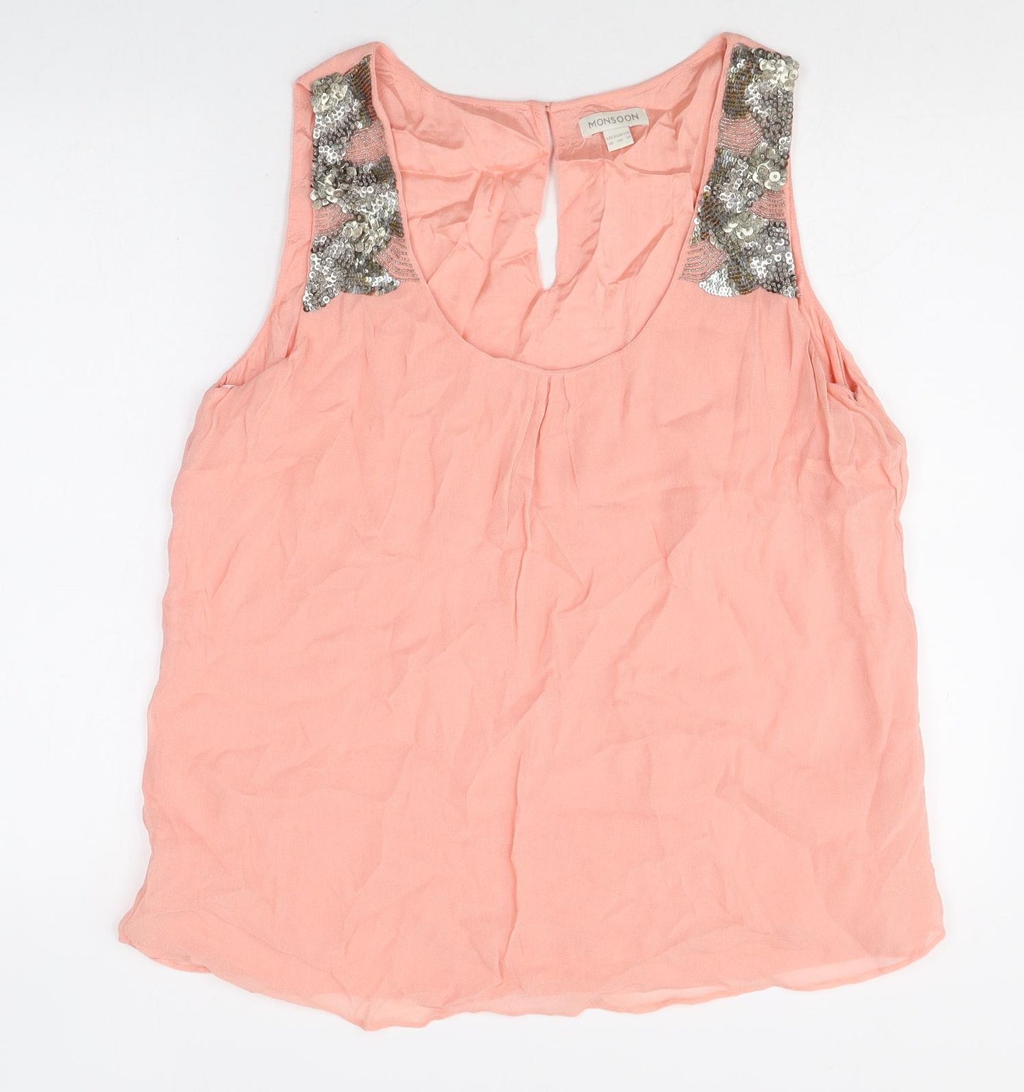 Monsoon Womens Pink Viscose Basic Tank Size 18 Scoop Neck