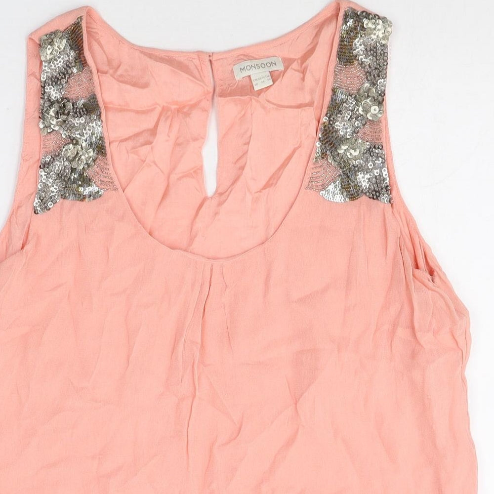 Monsoon Womens Pink Viscose Basic Tank Size 18 Scoop Neck