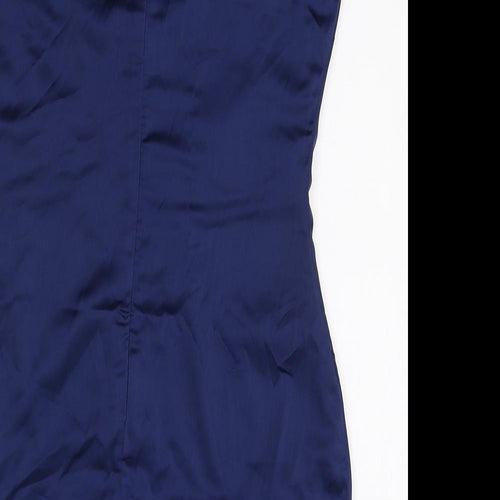 Missguided Womens Blue Polyester Slip Dress Size 10 Round Neck Zip