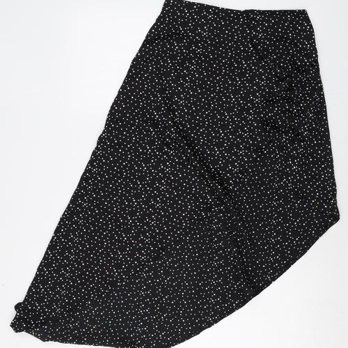 PRETTYLITTLETHING Womens Black Polka Dot Polyester Peasant Skirt Size 6 Zip