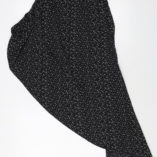 PRETTYLITTLETHING Womens Black Polka Dot Polyester Peasant Skirt Size 6 Zip