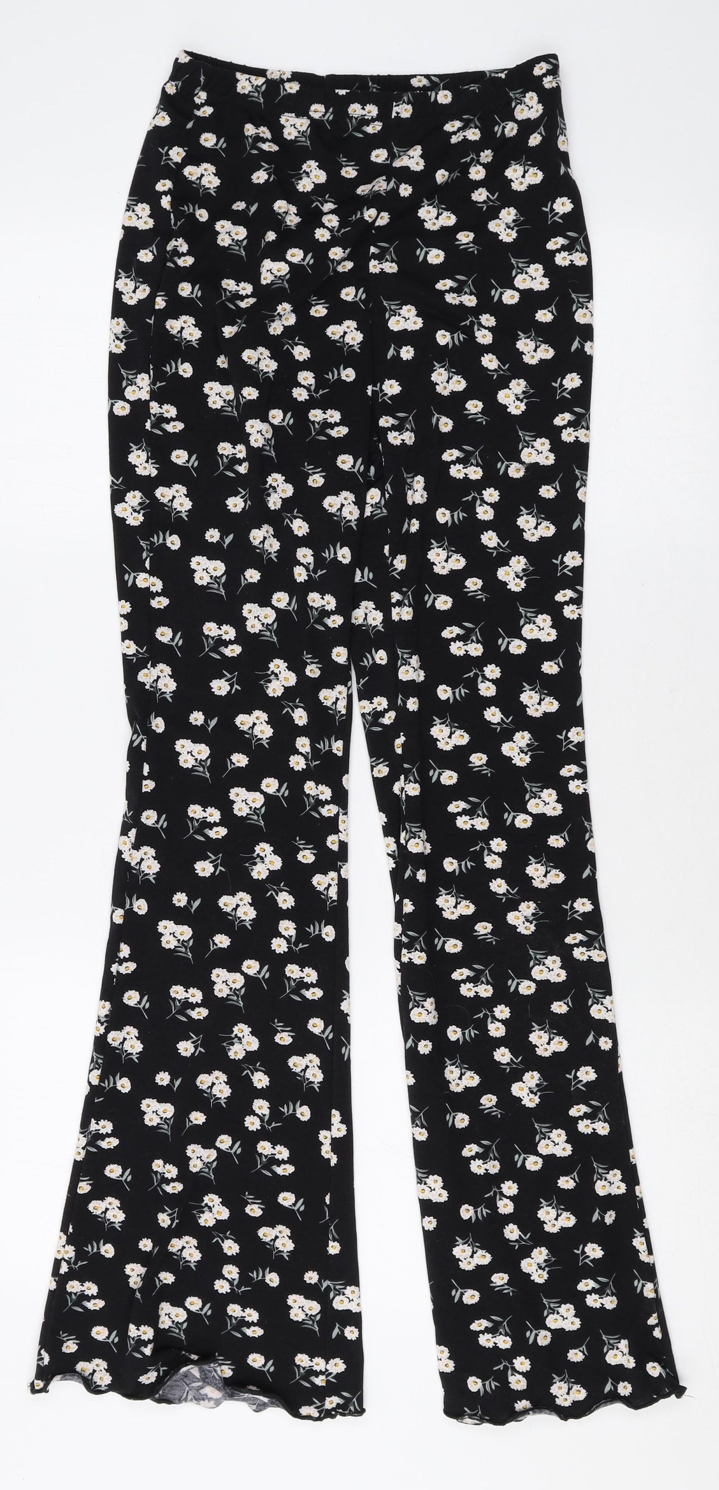 SheIn Womens Black Floral Polyester Trousers Size 6 Regular