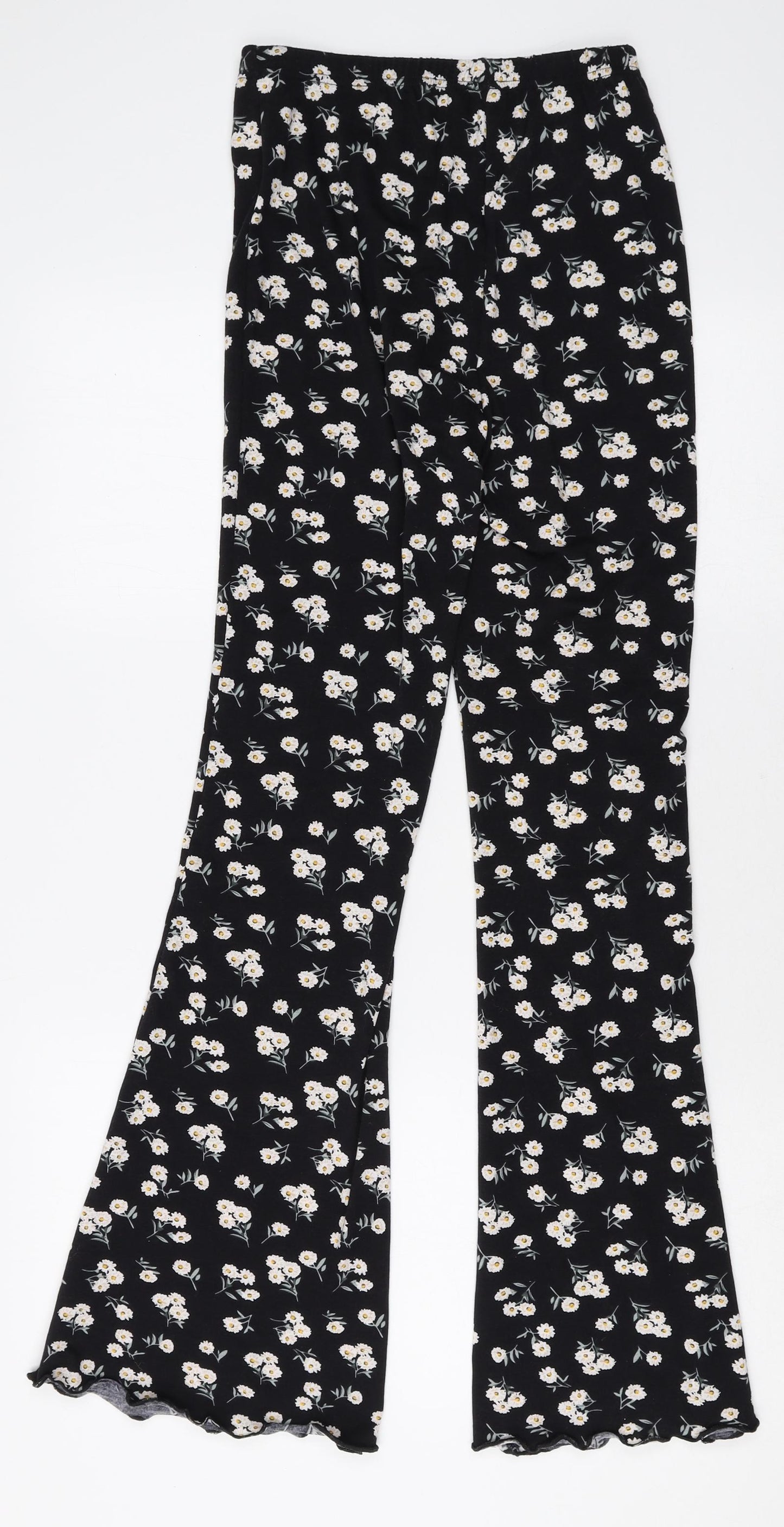 SheIn Womens Black Floral Polyester Trousers Size 6 Regular