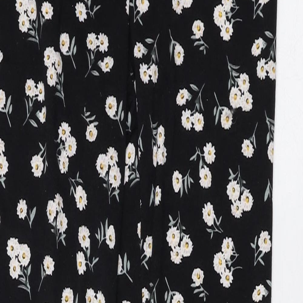 SheIn Womens Black Floral Polyester Trousers Size 6 Regular