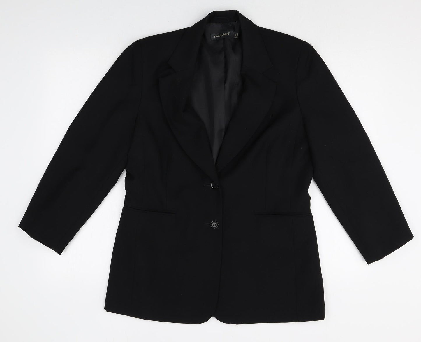 Atmosphere Womens Black Polyester Jacket Blazer Size 12