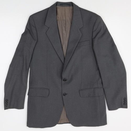 Preworn Mens Grey Polyester Jacket Suit Jacket Size 40 Regular