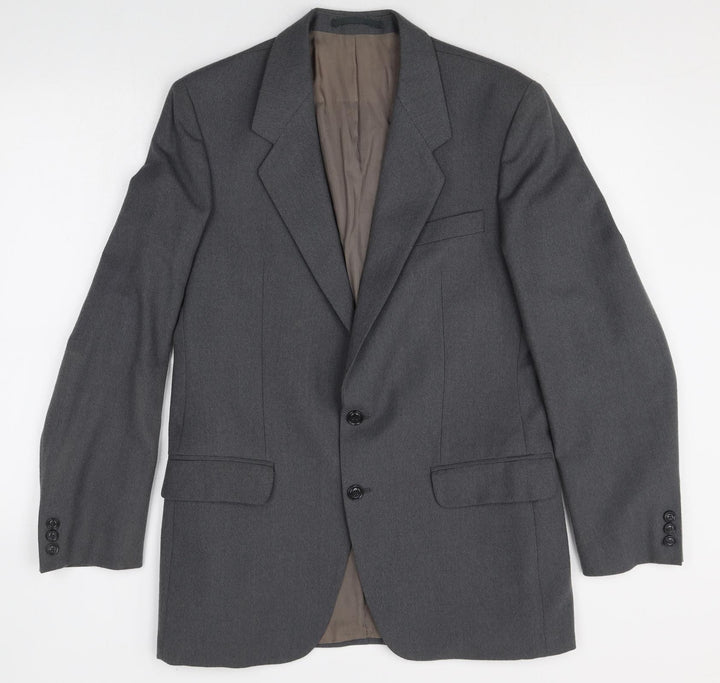Preworn Mens Grey Polyester Jacket Suit Jacket Size 40 Regular