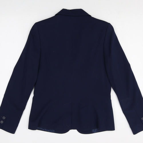 TU Womens Blue Polyester Jacket Blazer Size 8