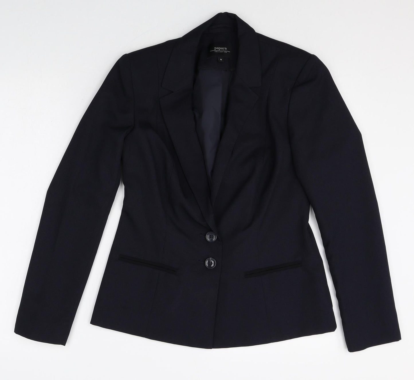 Papaya Womens Black Polyacrylate Fibre Jacket Blazer Size 8