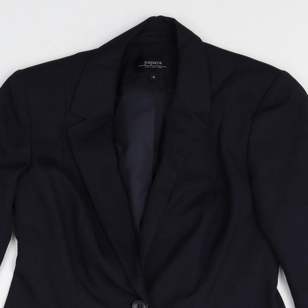 Papaya Womens Black Polyacrylate Fibre Jacket Blazer Size 8