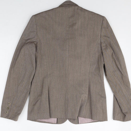 Autonomy Womens Brown Striped Polyester Jacket Blazer Size 10