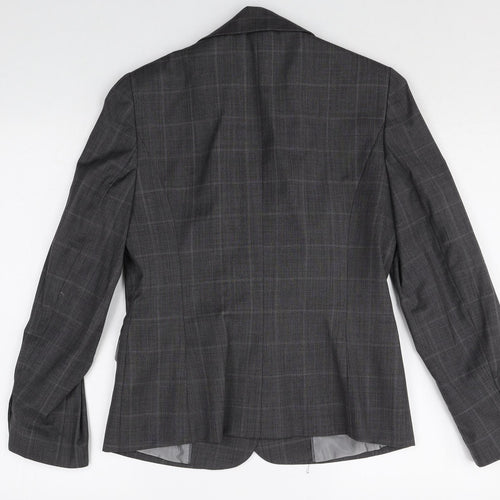 Planet Womens Grey Plaid Wool Jacket Blazer Size 8