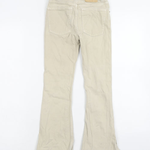 Zara Girls Beige Cotton Bootcut Jeans Size 9 Years Regular Zip